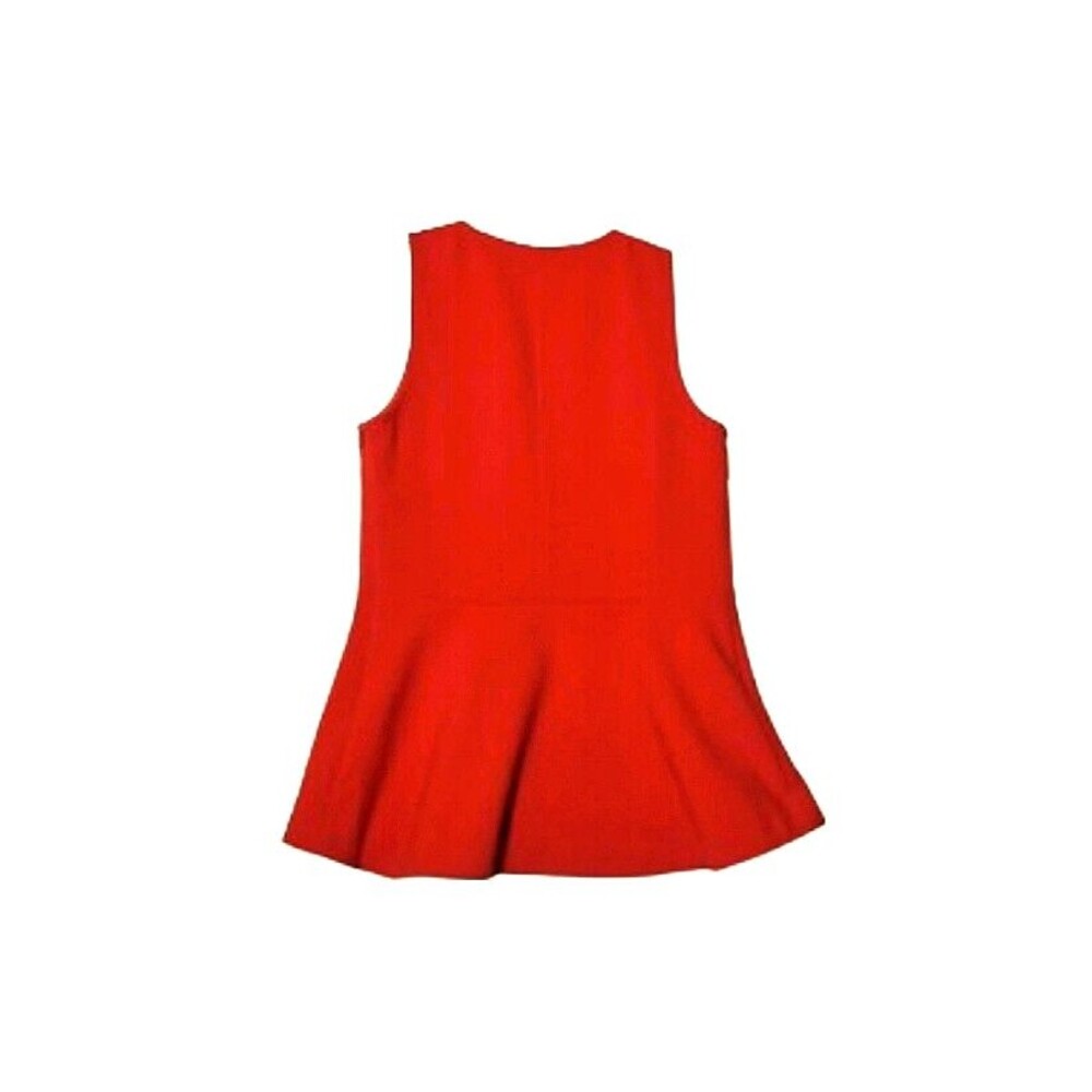 Anthropologie LEIFSDOTTIR Orange Hara Peplum Top Sz 8 Sleeveless V Neck - Picture 6 of 9